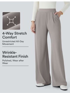 Halara Flex Body Sculpt Waist-Slimming Wide Leg Micro Waffle Work Pants